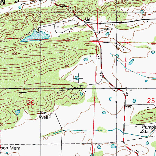 Topographic Map of Arkansas Noname 212 Dam, AR