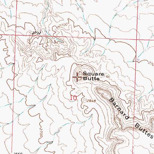 Topographic Map of Square Butte, MT