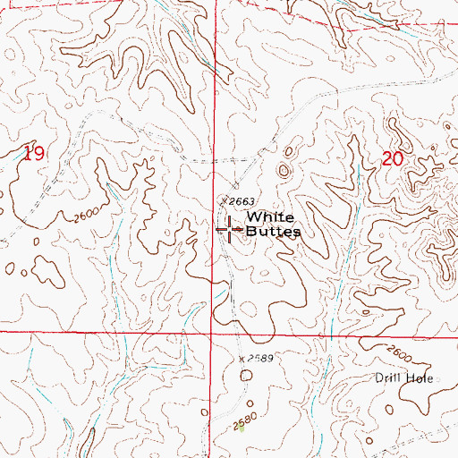 Topographic Map of White Buttes, MT