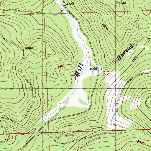 Topographic Map of Herzog Creek, MT