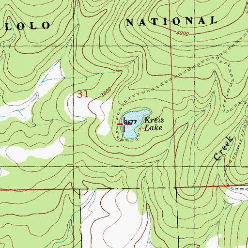 Topographic Map of Kreis Pond, MT