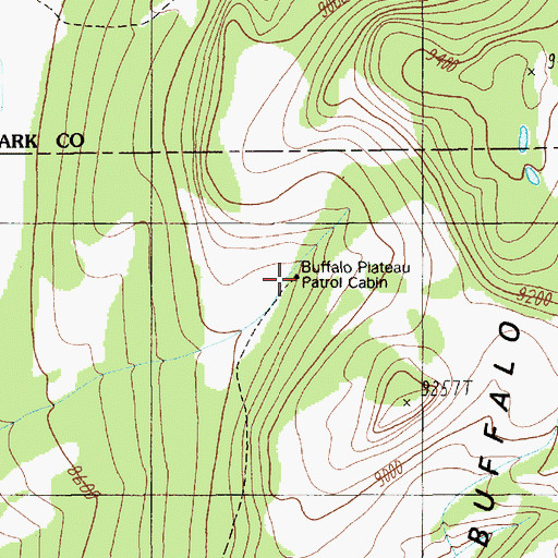 Topographic Map of Buffalo Plateau Patrol Cabin, MT