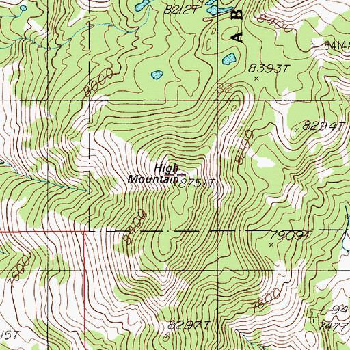 Topographic Map of High Mountain, MT