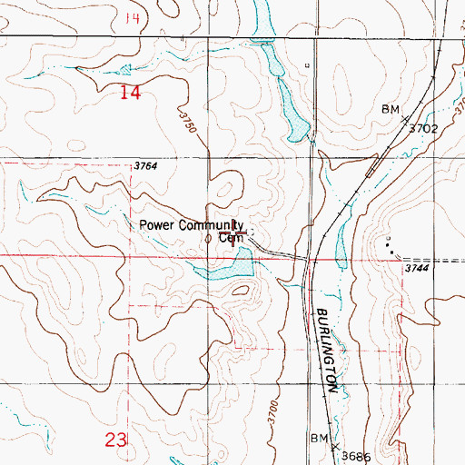 Topographic Map of Power Community Cemetery, MT