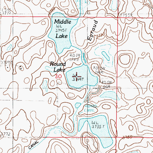 Topographic Map of Round Lake, MT