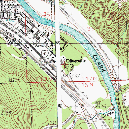 Topographic Map of Oliverville, MT