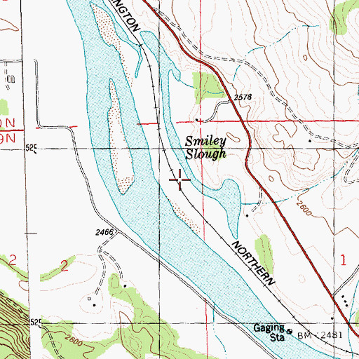 Topographic Map of Smiley Slough, MT