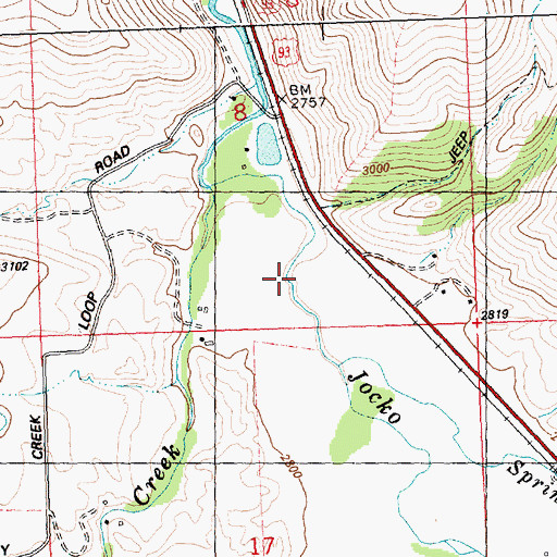 Topographic Map of Jocko Valley, MT