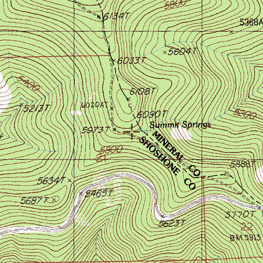 Topographic Map of Summit Springs, MT