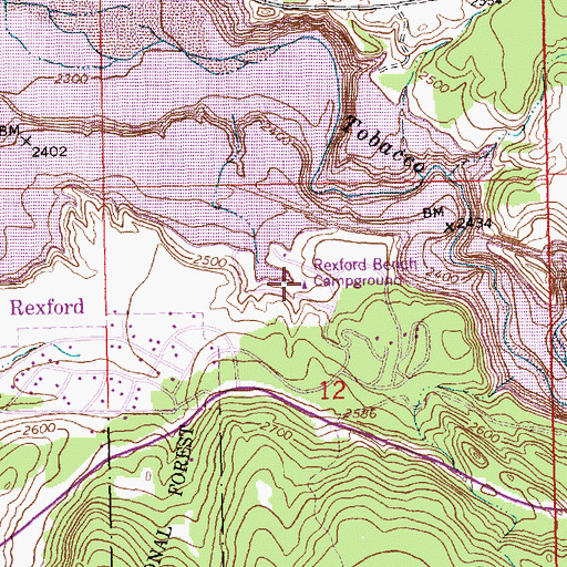 Topographic Map of Rexford Bench Campground, MT