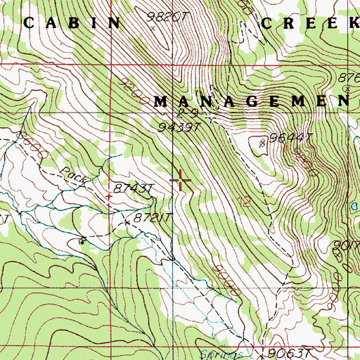 Topographic Map of Cabin Creek Wildlife Management Area, MT
