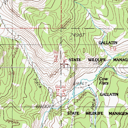 Topographic Map of Gallatin State Wildlife Management Area, MT