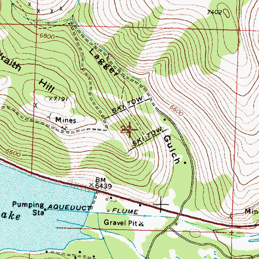 Topographic Map of Wraith Hill Ski Area, MT