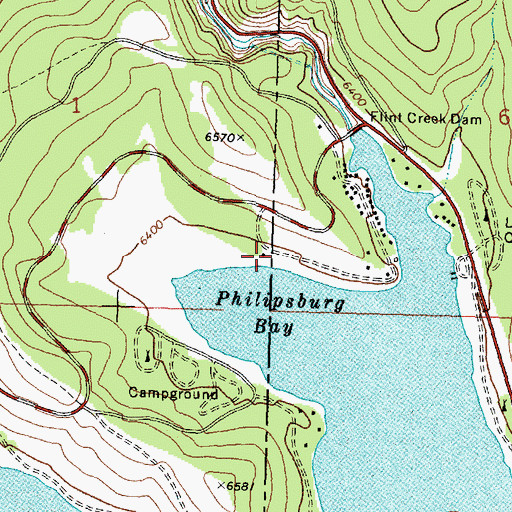 Topographic Map of Pebble Beach Campground, MT