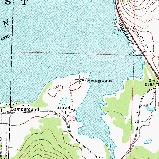 Topographic Map of Stuart Mill Bay Campground, MT