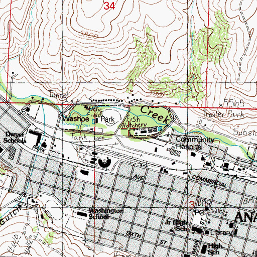 Topographic Map of Washoe Park Fish Hatchery, MT