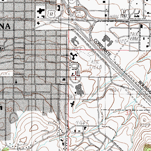 Topographic Map of Saint Peters Community Hospital Heliport, MT