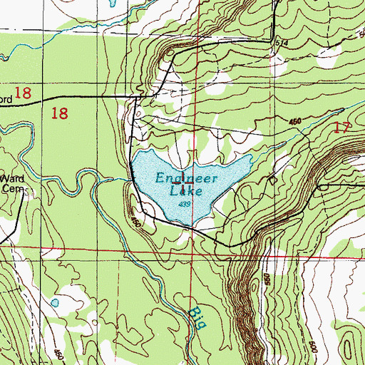 Topographic Map of Engineer Lake, AR