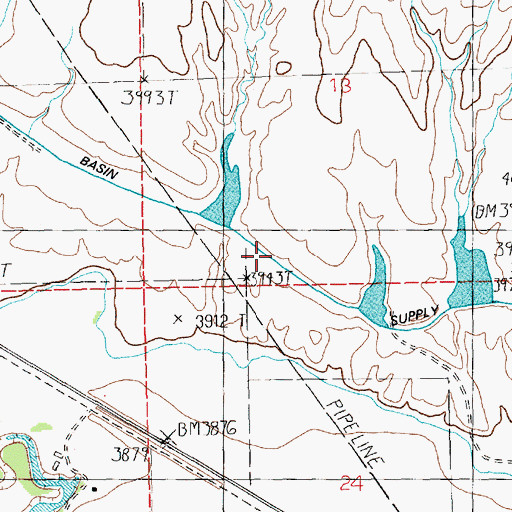 Topographic Map of Deadmans Basin Supply Canal, MT