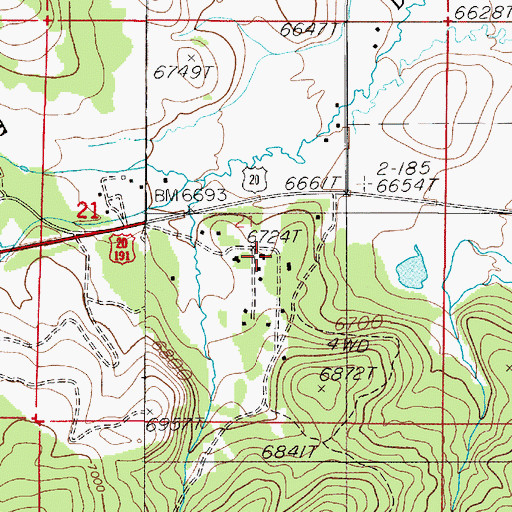 Topographic Map of 13S04E21DBBC01 Well, MT