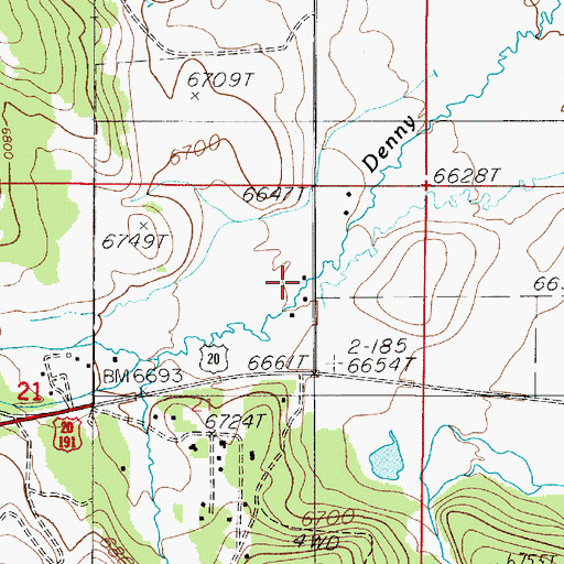 Topographic Map of 13S04E21ABDD01 Well, MT