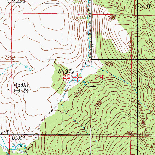 Topographic Map of 14S01E29DBAB01 Spring, MT