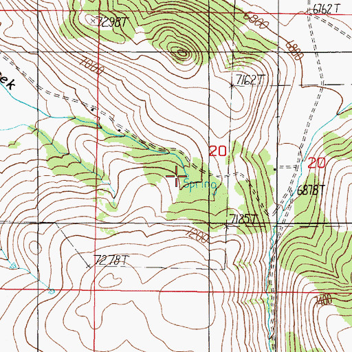 Topographic Map of 14S01E20CAB_01 Spring, MT