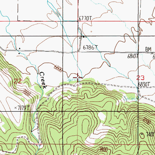 Topographic Map of 14S01E23BCC_01 Spring, MT