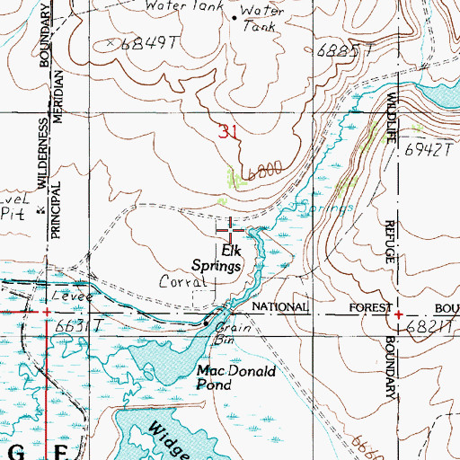 Topographic Map of 13S01E31DCAB01 Spring, MT
