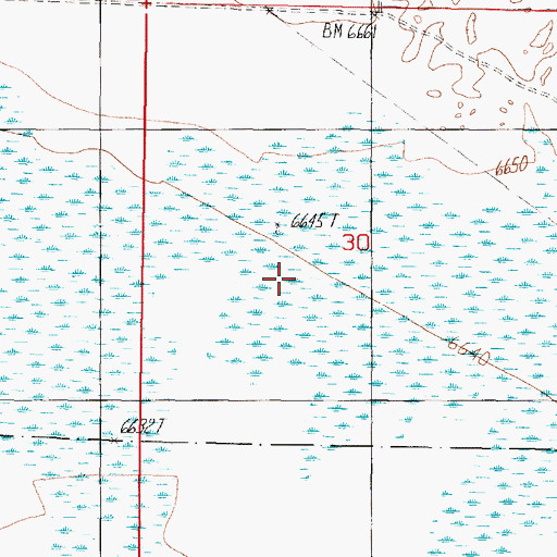 Topographic Map of 13S01W30CBA_01 Well, MT
