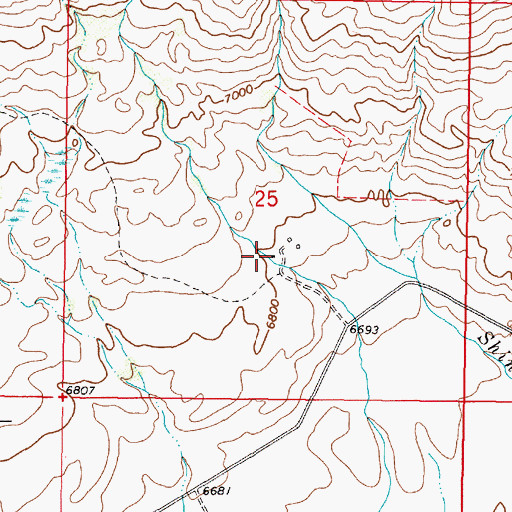 Topographic Map of 13S06W25DBCB01 Well, MT