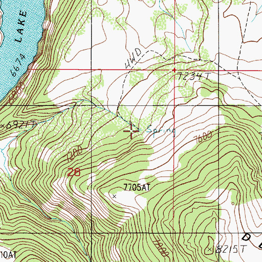 Topographic Map of 13S01E28AACD01 Spring, MT