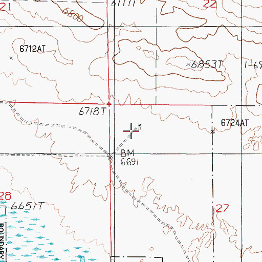 Topographic Map of 13S01W27BBAC01 Well, MT