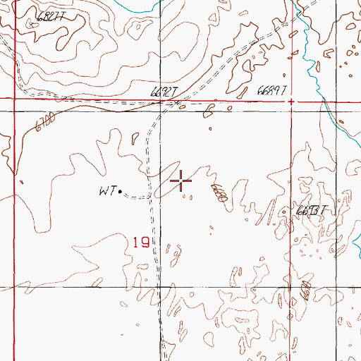 Topographic Map of 13S01W19BADD01 Well, MT