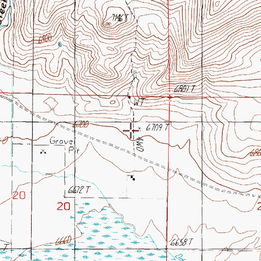 Topographic Map of 13S02W20AACA01 Well, MT