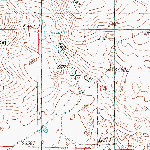 Topographic Map of 13S02W14BDCA01 Well, MT