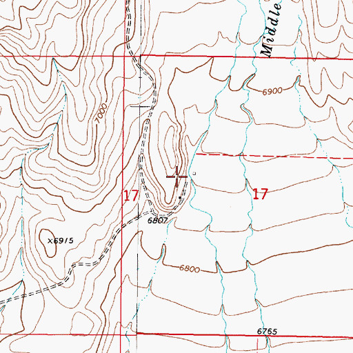 Topographic Map of 13S04W17BCDA01 Well, MT