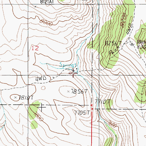 Topographic Map of 13S01W12DAAC01 Spring, MT
