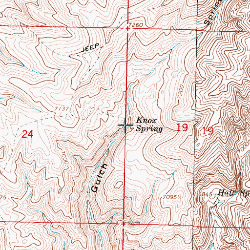 Topographic Map of 12S08W19BCCC01 Spring, MT