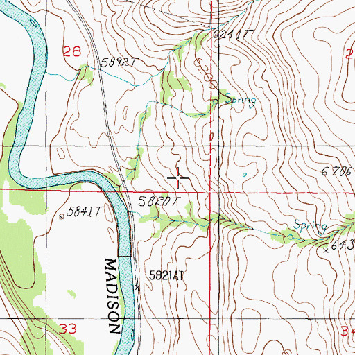 Topographic Map of 10S01E28DDD_01 Spring, MT