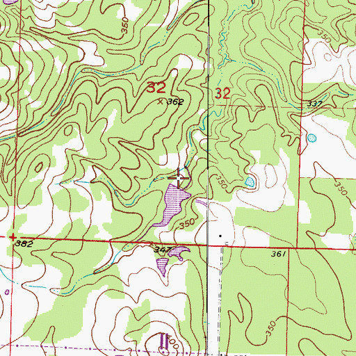 Topographic Map of Wino Lake Dam, AR