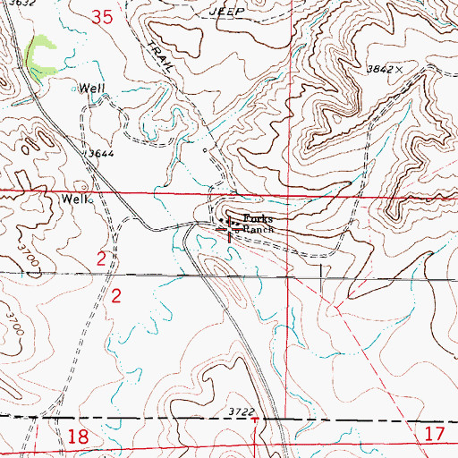 Topographic Map of 10S43E02AABD01 Well, MT