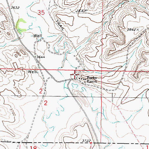 Topographic Map of 10S43E02AABA01 Well, MT