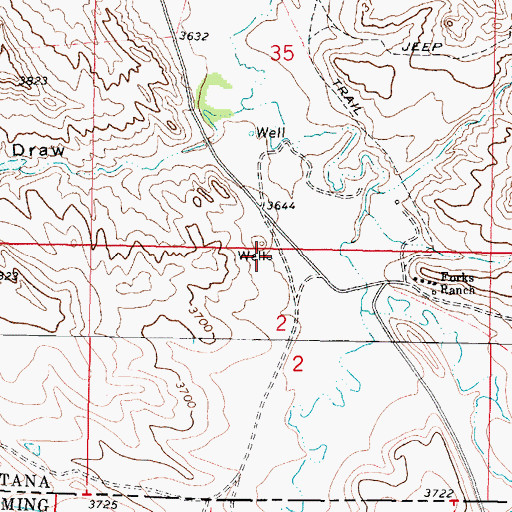 Topographic Map of 10S43E02BAAA01 Well, MT