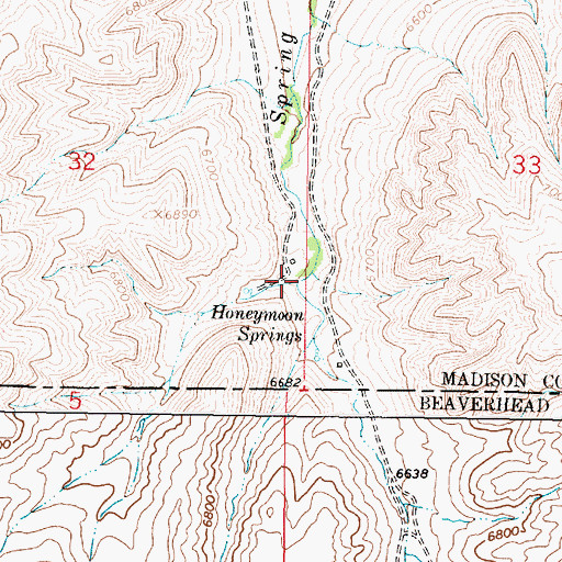 Topographic Map of 09S05W32DDAA01 Spring, MT