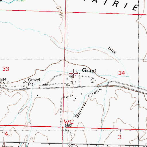 Topographic Map of 09S12W34CBAB01 Well, MT
