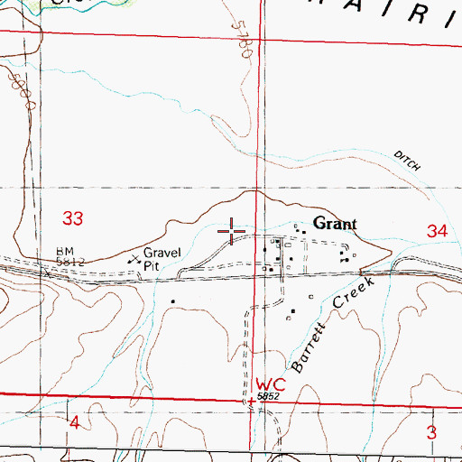 Topographic Map of 09S12W33DAAA01 Well, MT
