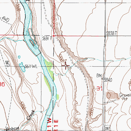 Topographic Map of 09S01E31BCAB01 Well, MT