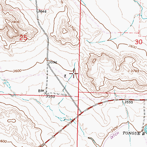 Topographic Map of 09S39E25DDAA02 Well, MT