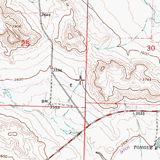 Topographic Map of 09S39E25DDAA01 Well, MT